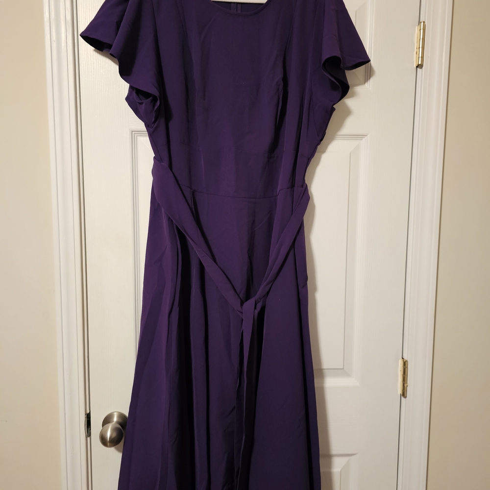 Lane Bryant Purple Midi Dress with Tie Waist